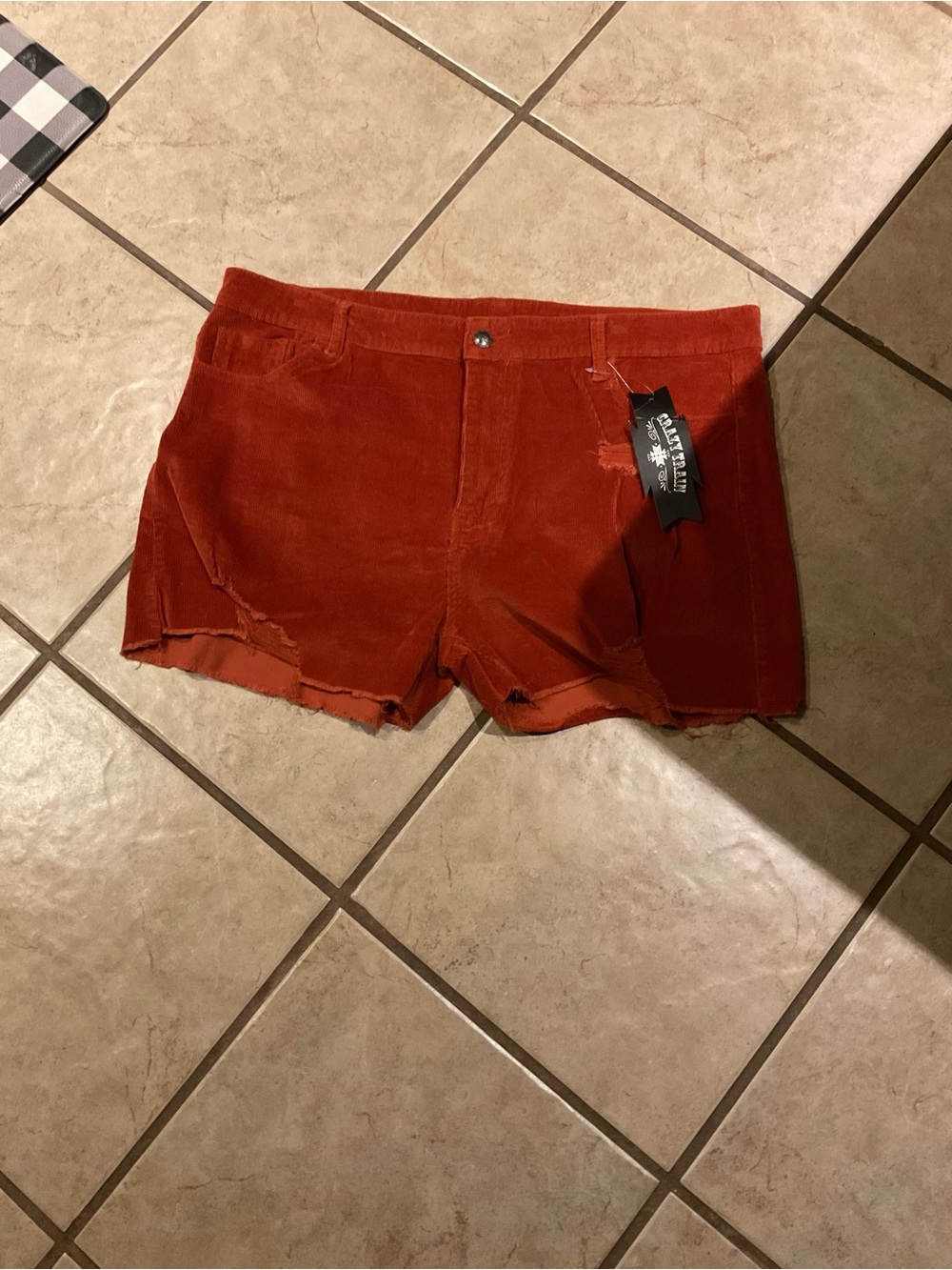Crazy Train Burnt Orange Distressed Corduroy Shorts Women’s Size 3XL NEW